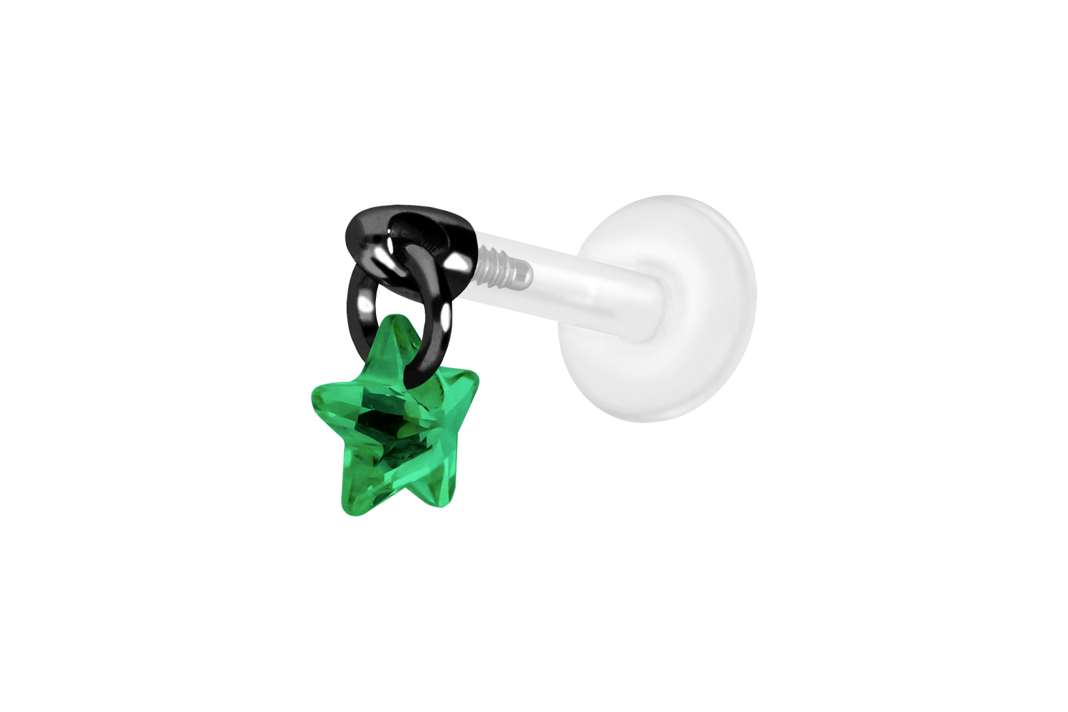 PTFE Labret Piercing mit Innengewinde + Titan-Aufsatz KRISTALLSTERN